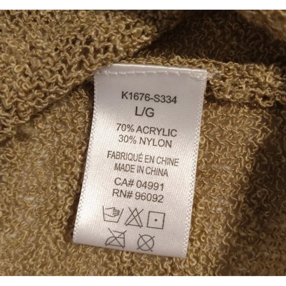 Katherine Barclay Sweater Open Knit Tan Top Large Pullover Long Sleeve - Picture 6 of 7